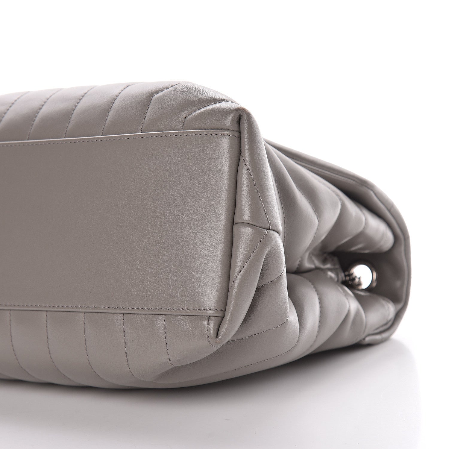 Saint Laurent Calfskin Y Quilted Monogram Medium Loulou Chain Satchel Light Gray 12 of 17