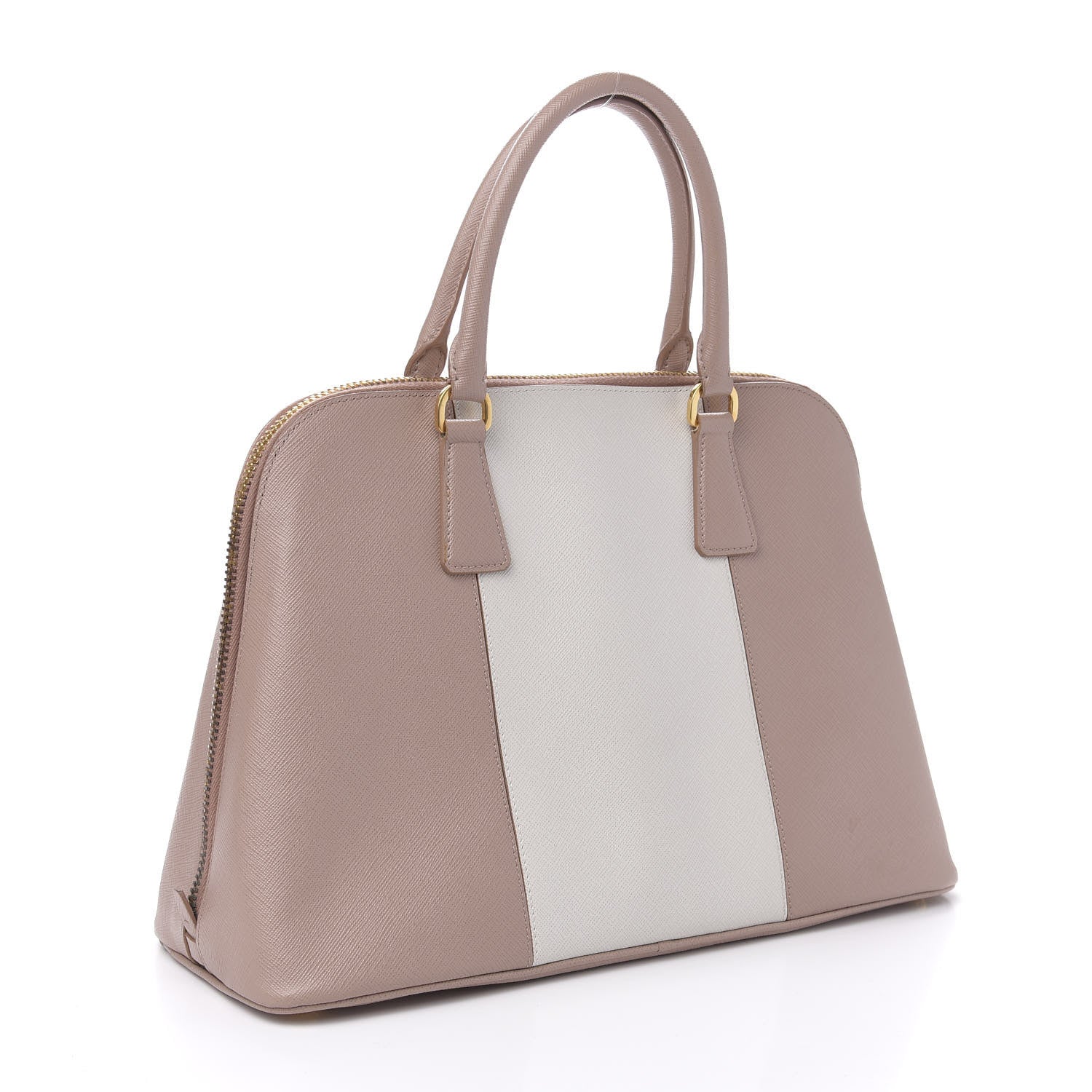 Prada Saffiano Lux Bi-Color Promenade Tote Cammeo Talco 2 of 13