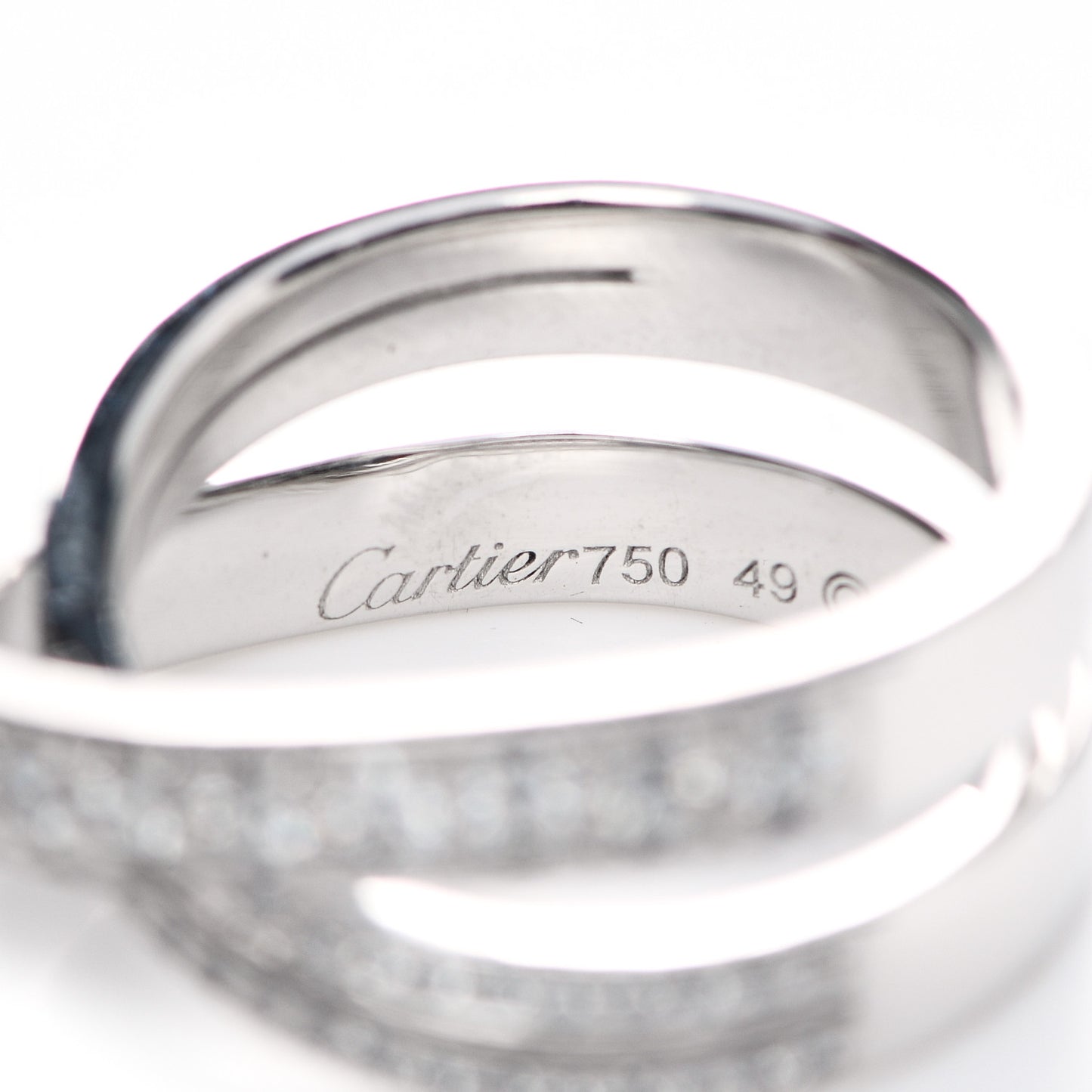 18K White Gold Diamond Etincelle de Cartier Ring 49 4.75
