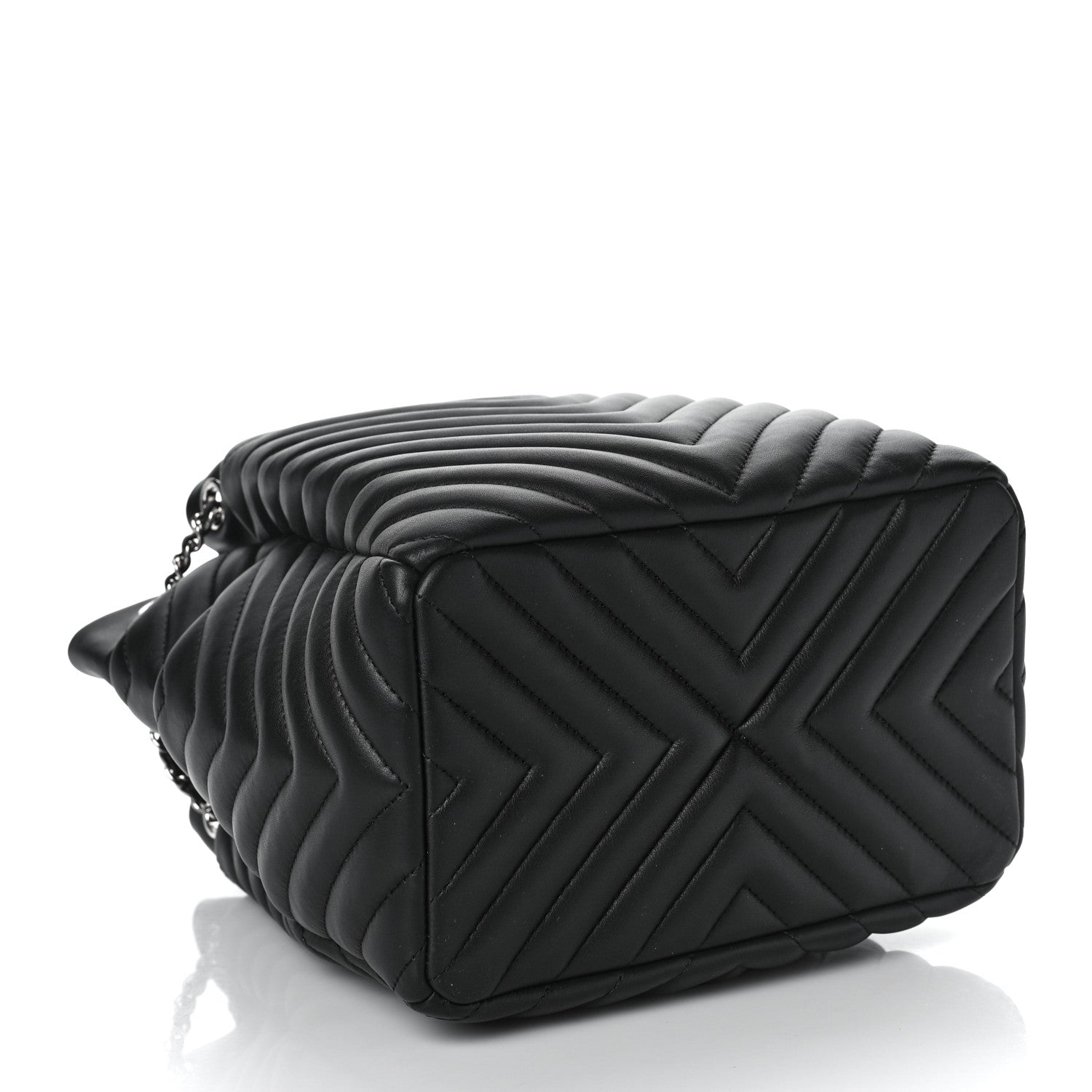 Chanel Lambskin Chevron Small Urban Spirit Drawstring Bag Black 4 of 8