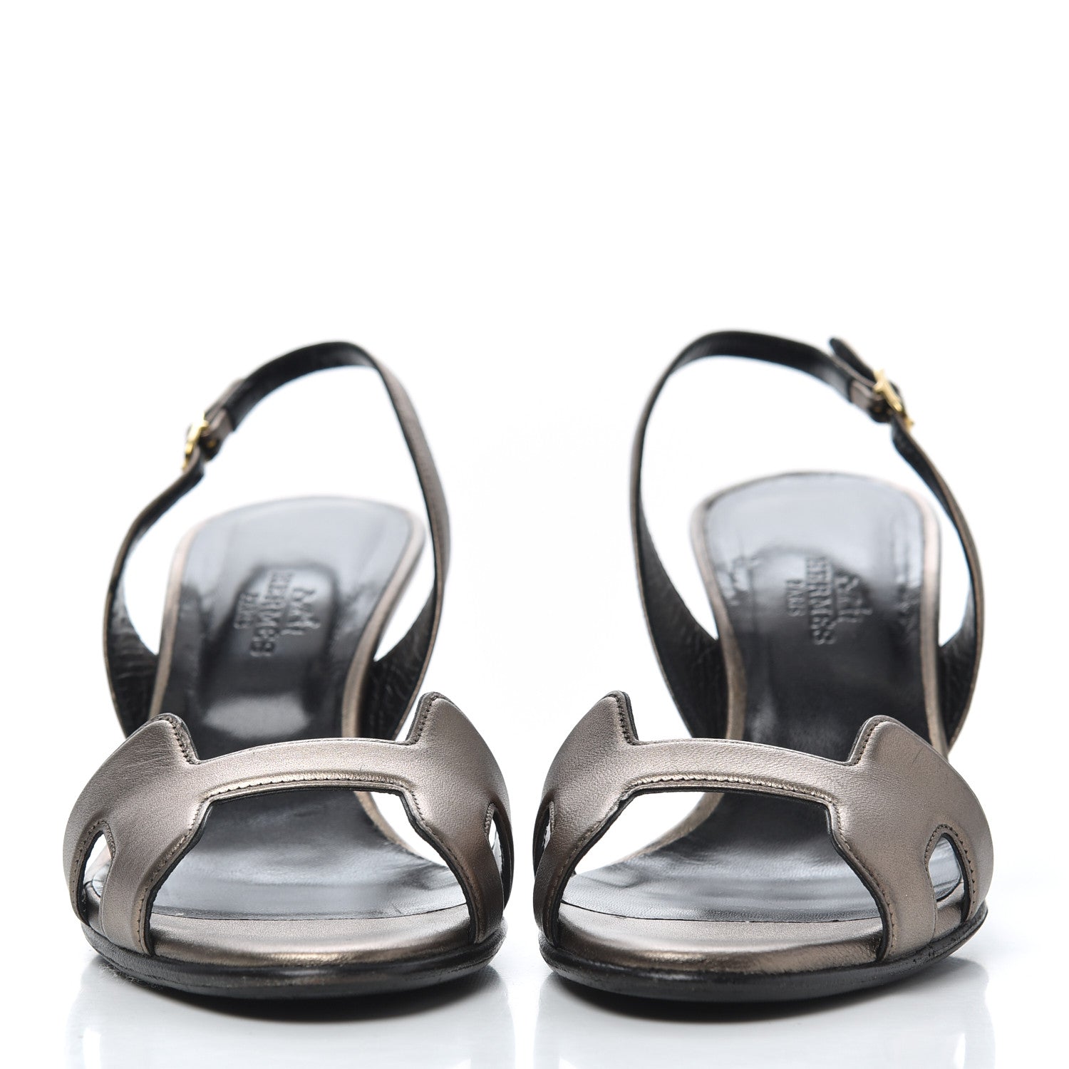Hermes Metallic Nappa Night 70 Slingback Sandals 36.5 Canon De Fusil Argent 2 of 19