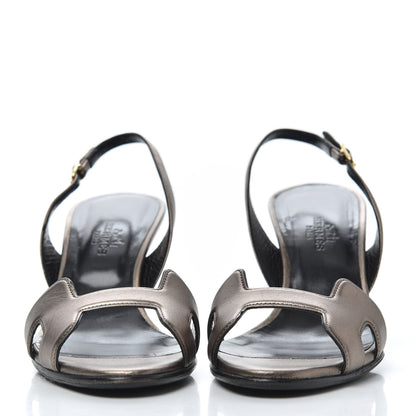 Hermes Metallic Nappa Night 70 Slingback Sandals 36.5 Canon De Fusil Argent 2 of 19
