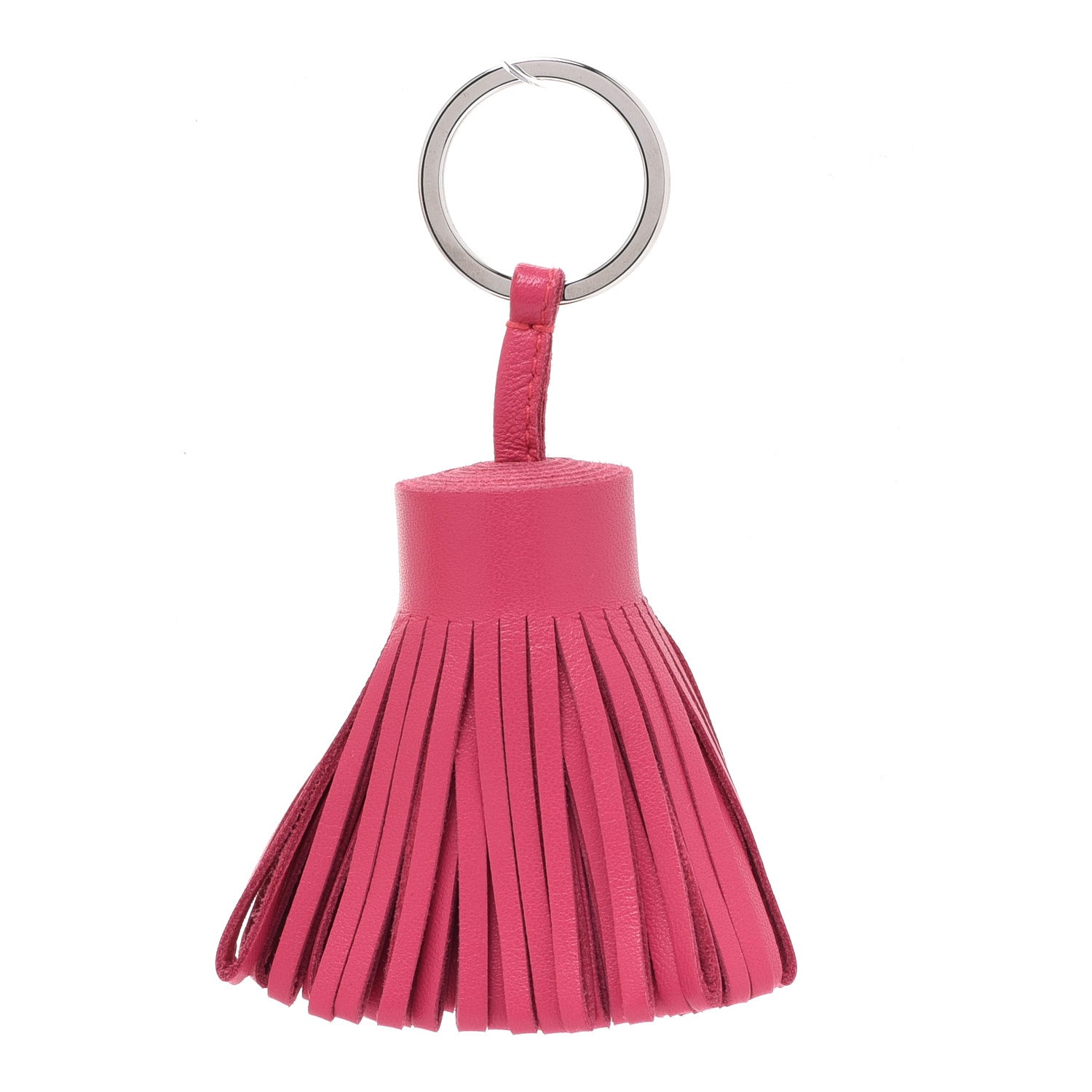 Hermes Lambskin Carmen Tassel Key Holder Rose Shocking 1 of 4