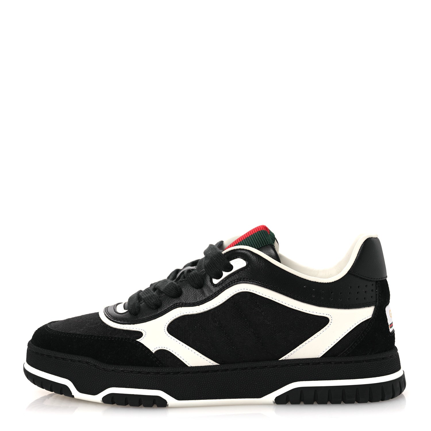 Gucci Calfskin Suede GG Monogram Re-Web Womens Sneakers 38 White Black 1 of 11