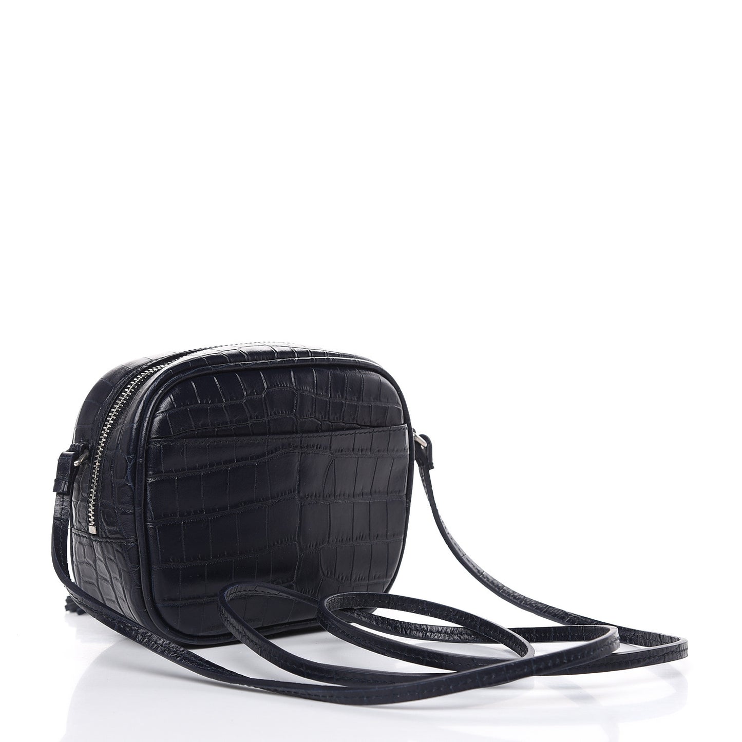 Calfskin Crocodile Embossed Monogram Blogger Bag Medium Blue