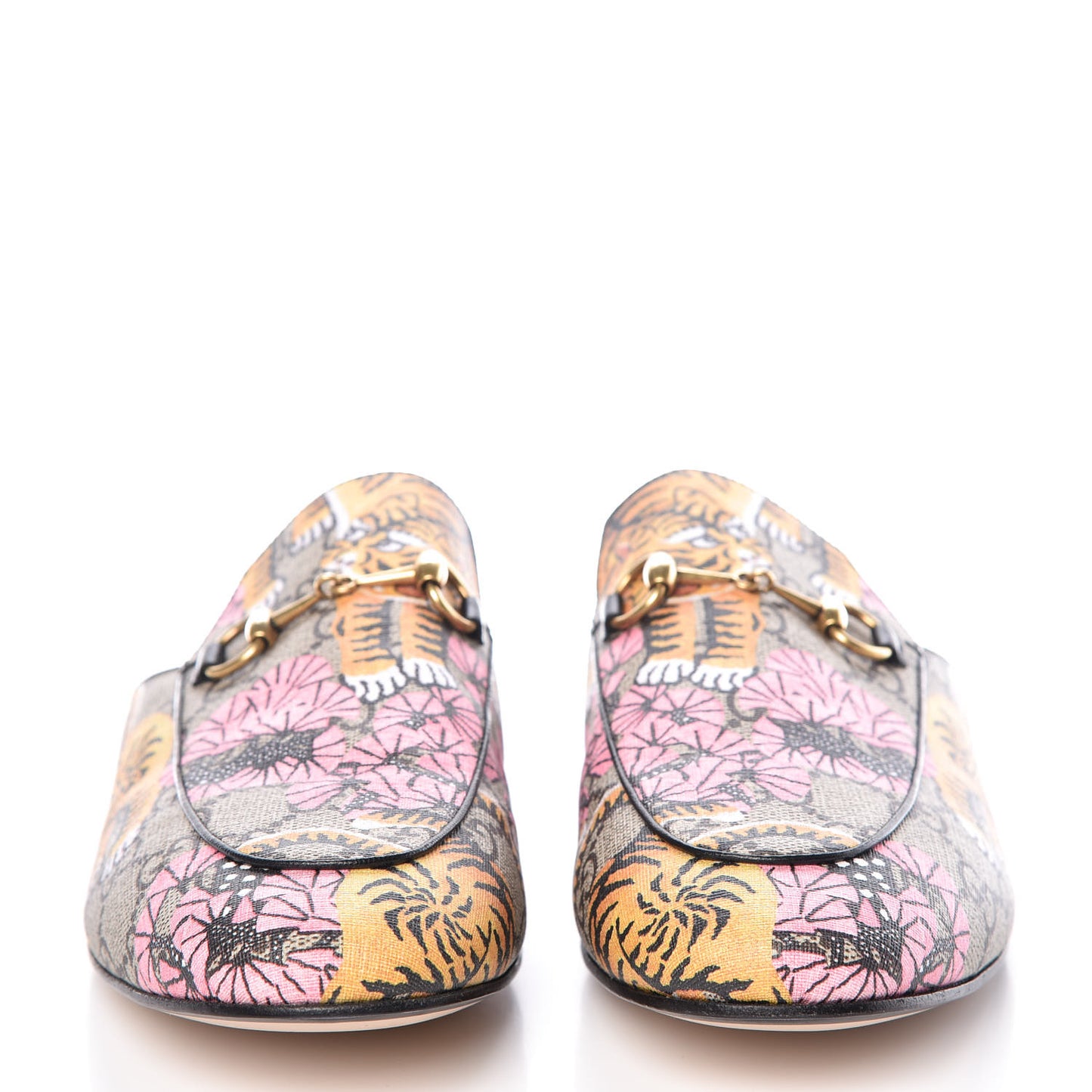 GG Supreme Monogram Bengal Womens Princetown Slippers 40.5 Beige Crop Pink