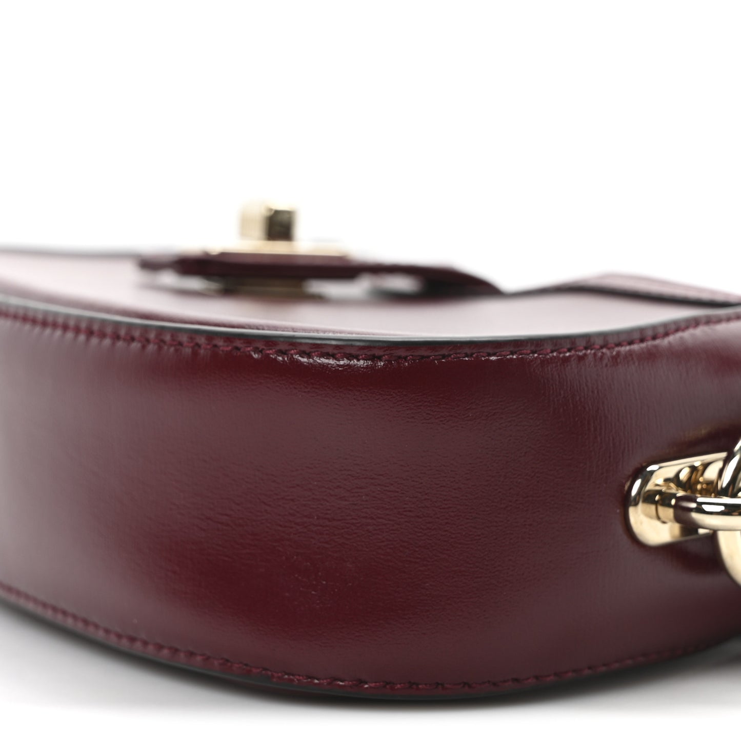 Calfskin Mini Moon Side Shoulder Bag Rosso Ancora