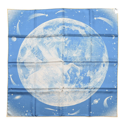 Hermes Silk Clair De Lune Double Face Scarf 90 Black Jaune D'Or Bleu 2 of 10