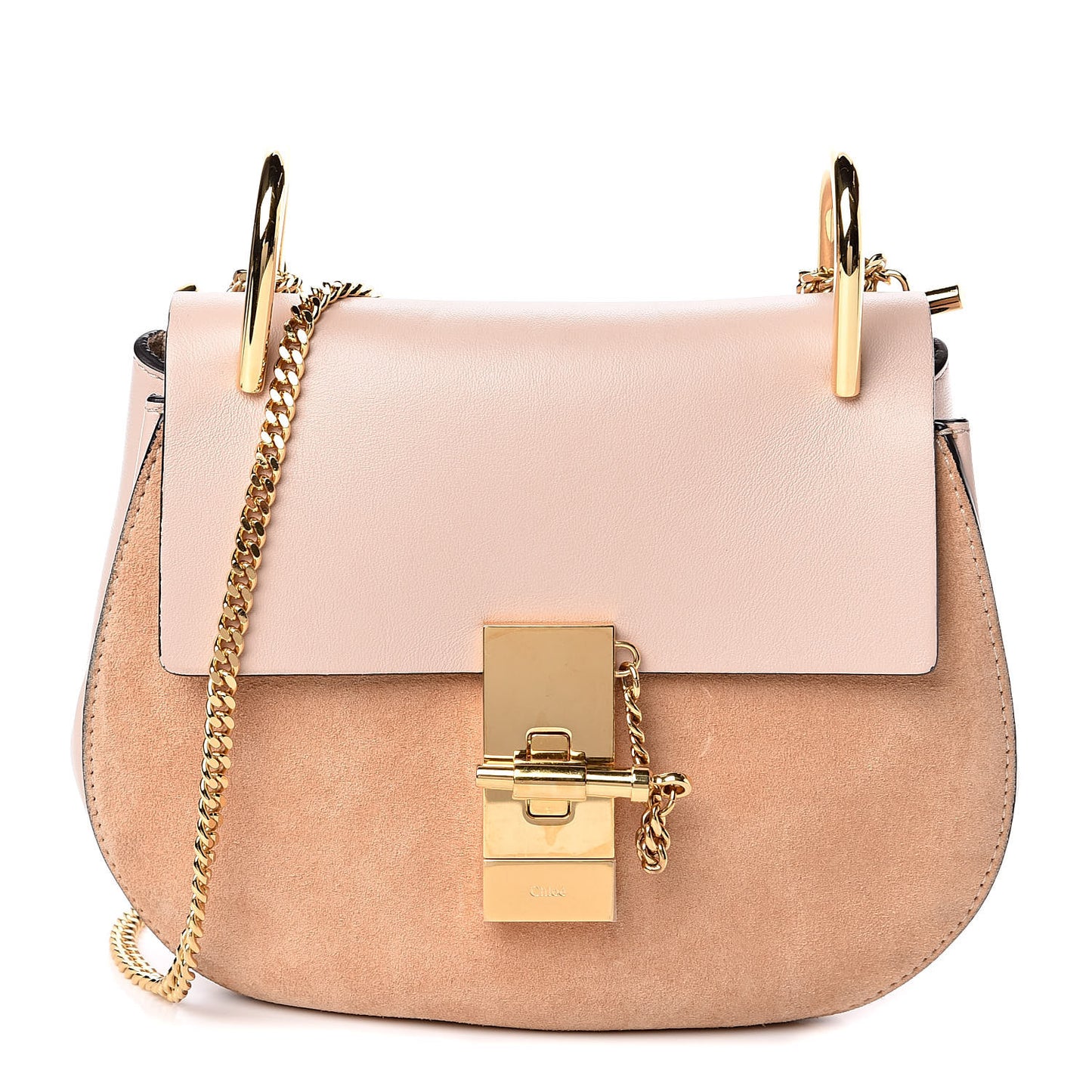 Suede Smooth Calfskin Mini Drew Shoulder Bag Cement Pink