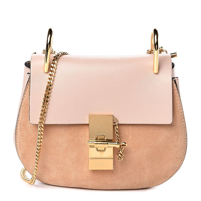 Chloe Suede Smooth Calfskin Mini Drew Shoulder Bag Cement Pink 1 of 12