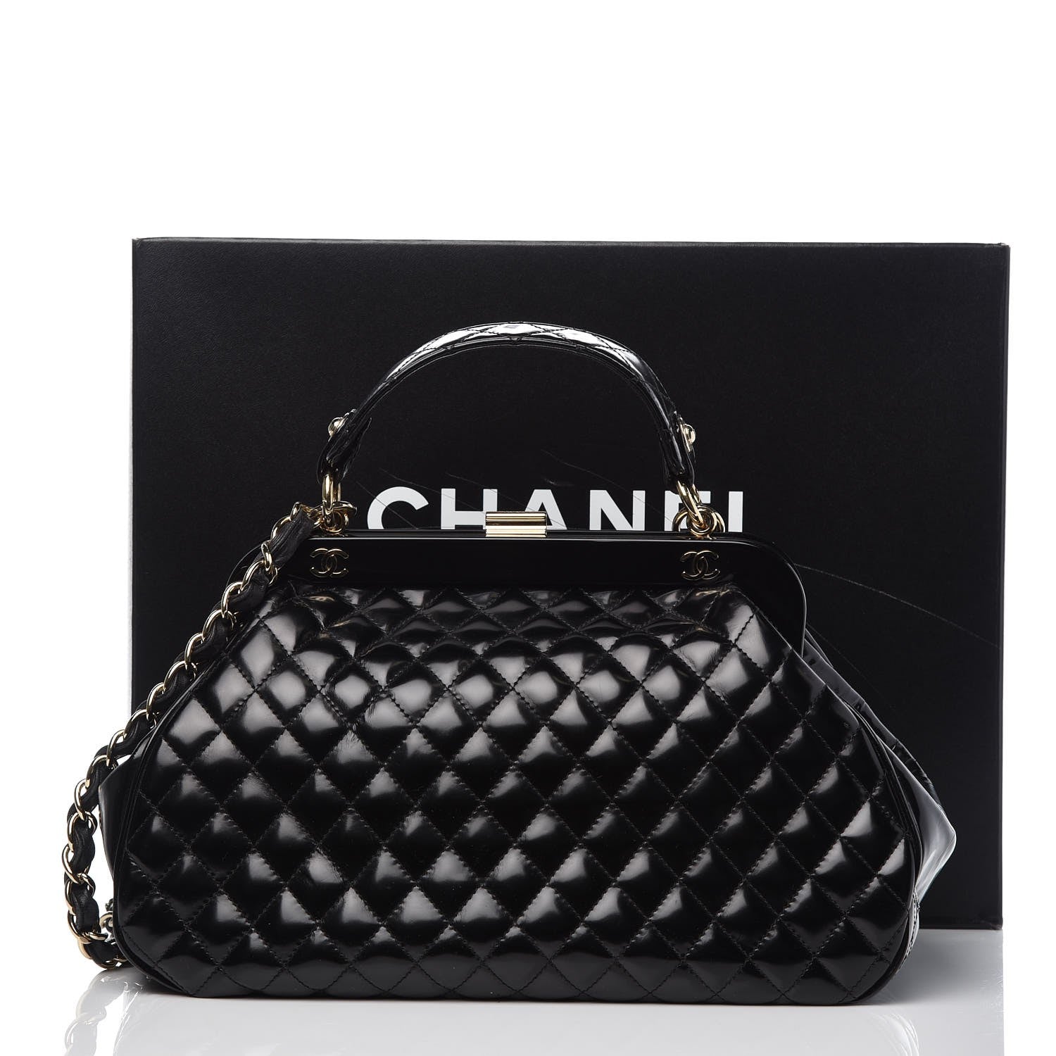 Chanel Glazed Calfskin Quilted Small Mademoiselle Frame Bag Black 9 of 9