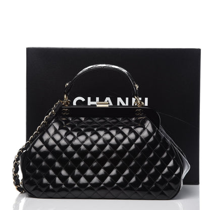 Chanel Glazed Calfskin Quilted Small Mademoiselle Frame Bag Black 9 of 9