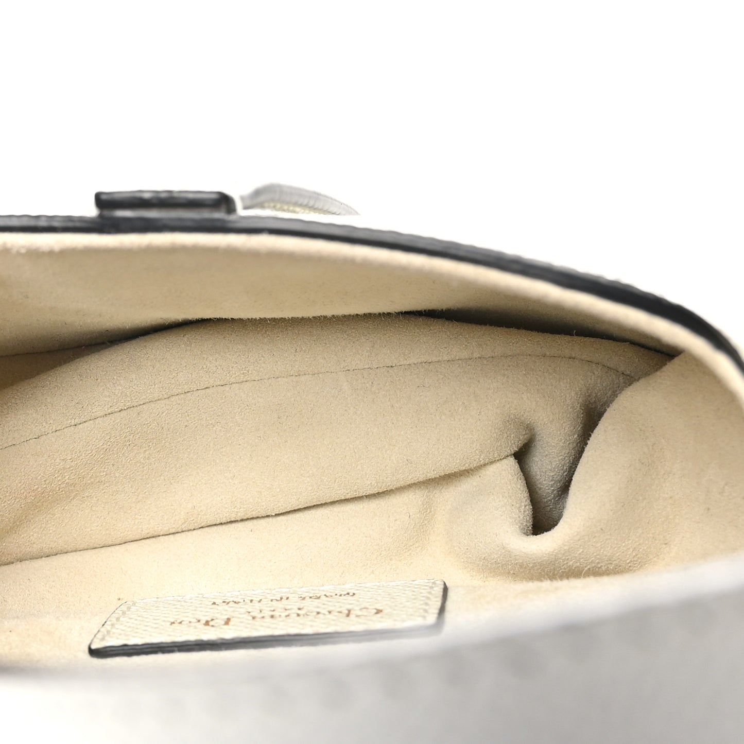 Grained Calfskin Mini Saddle Bag White