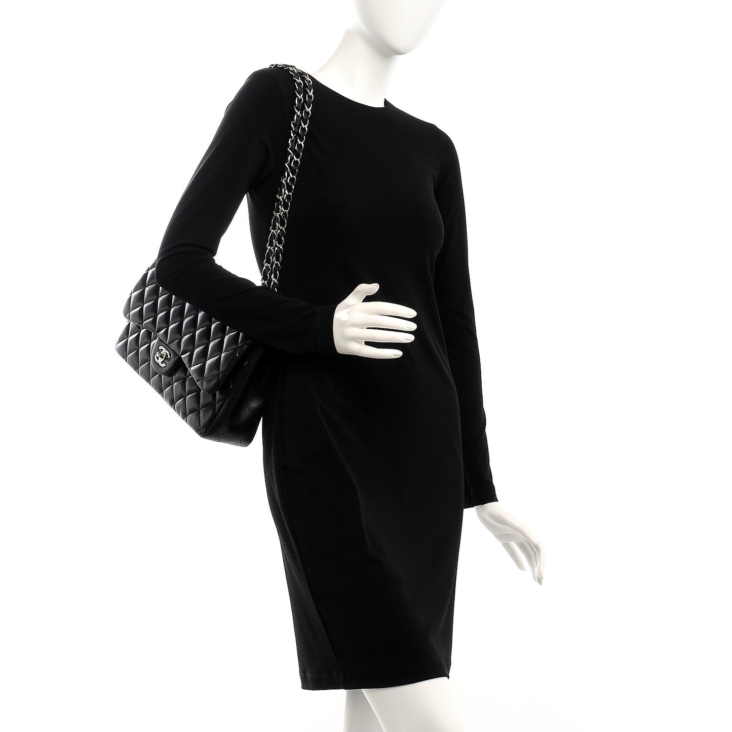 Lambskin Quilted Jumbo Double Flap Black