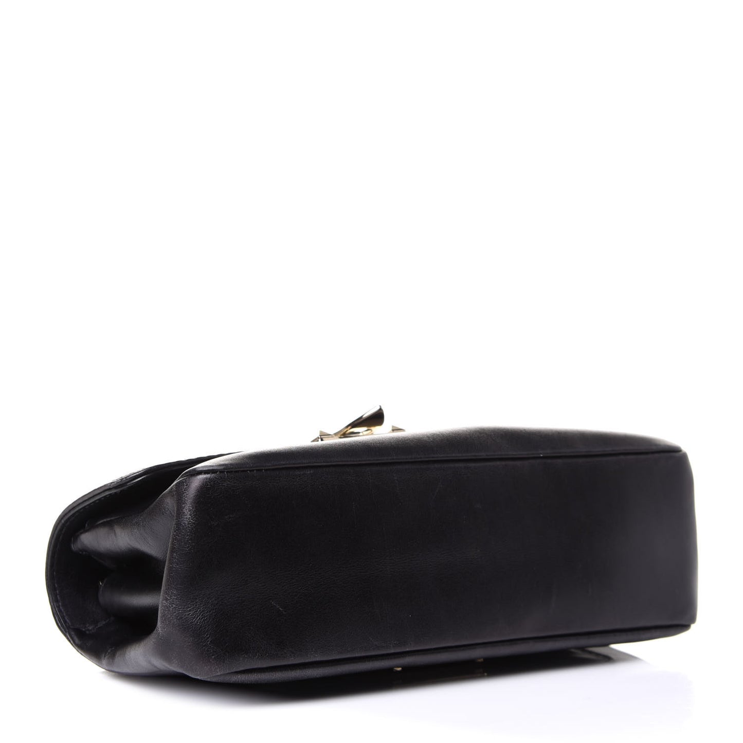 Vitello Rockstud Flip Lock Shoulder Flap Bag Black