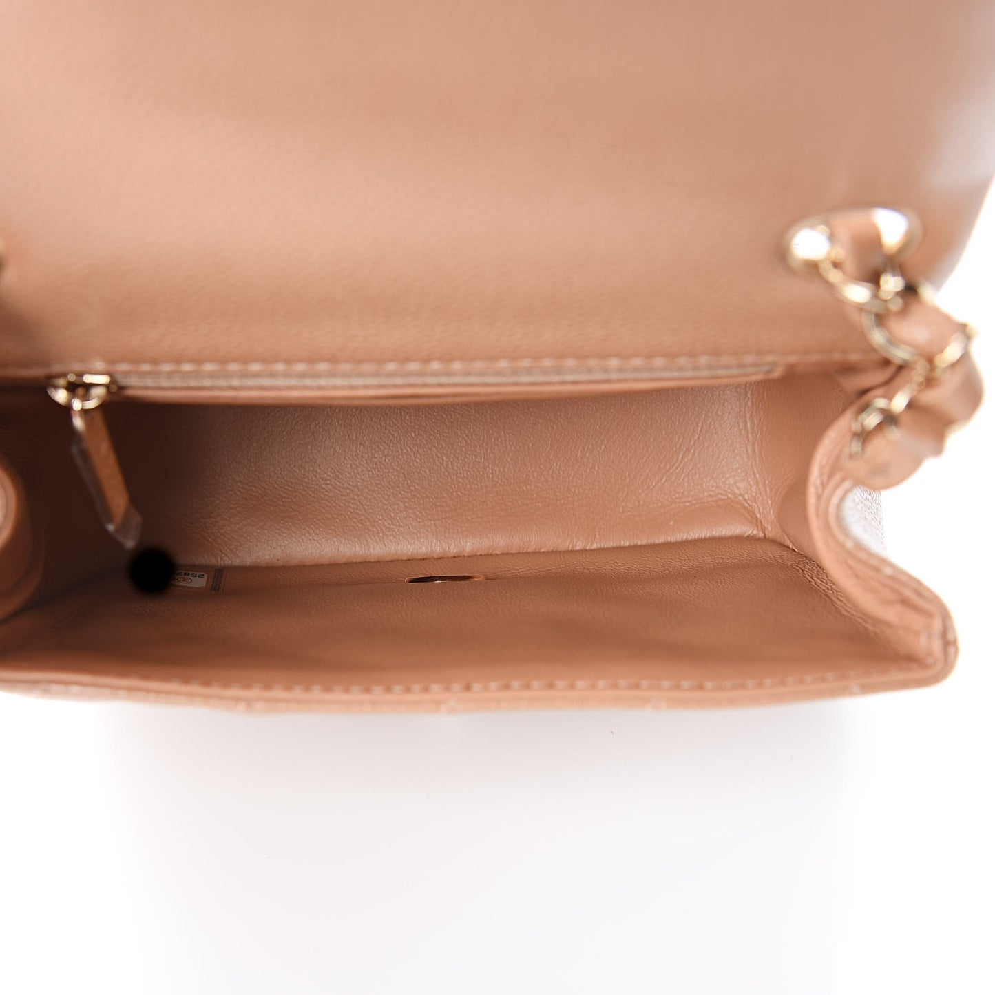 Iridescent Caviar Quilted Mini Square Flap Beige