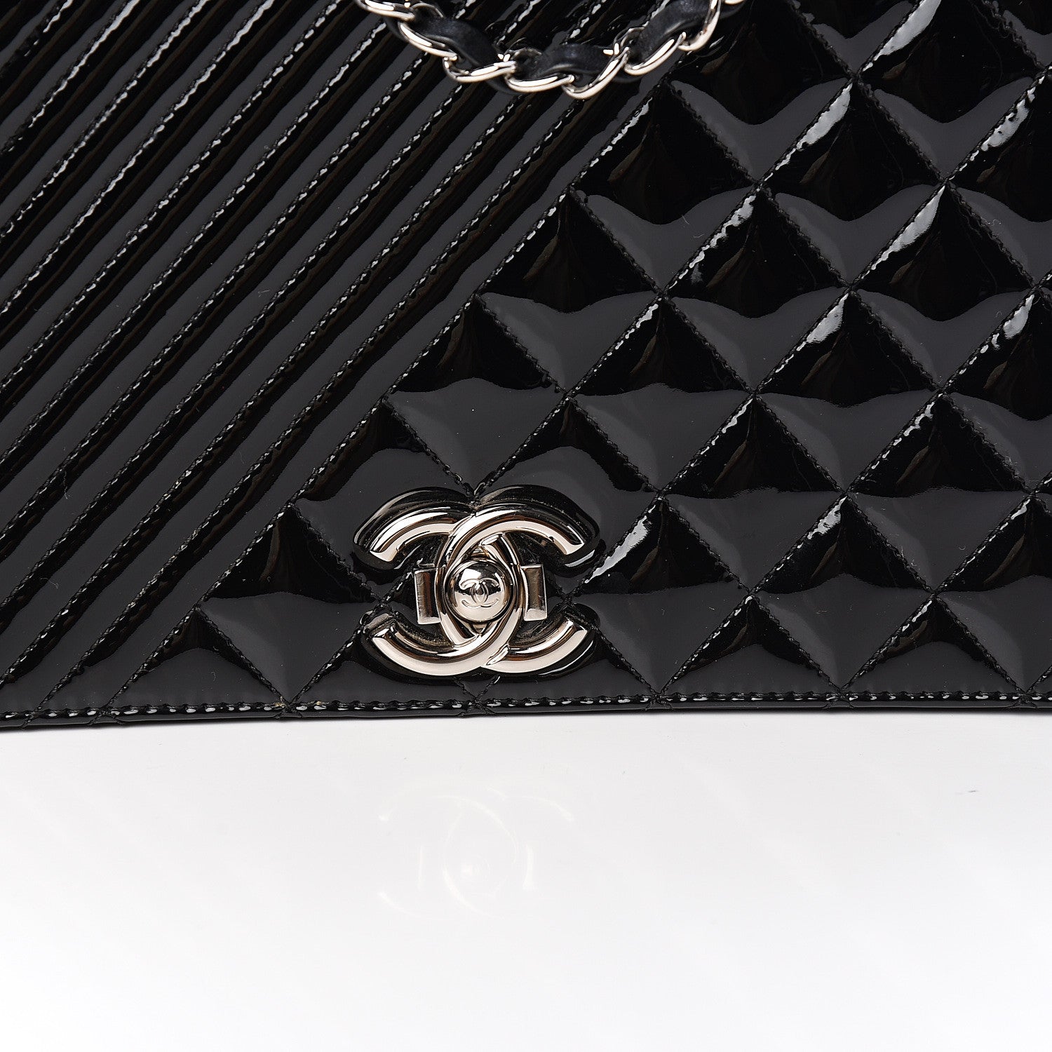 Chanel Iridescent Patent Quilted Medium Coco Boy Flap Black 9 of 10