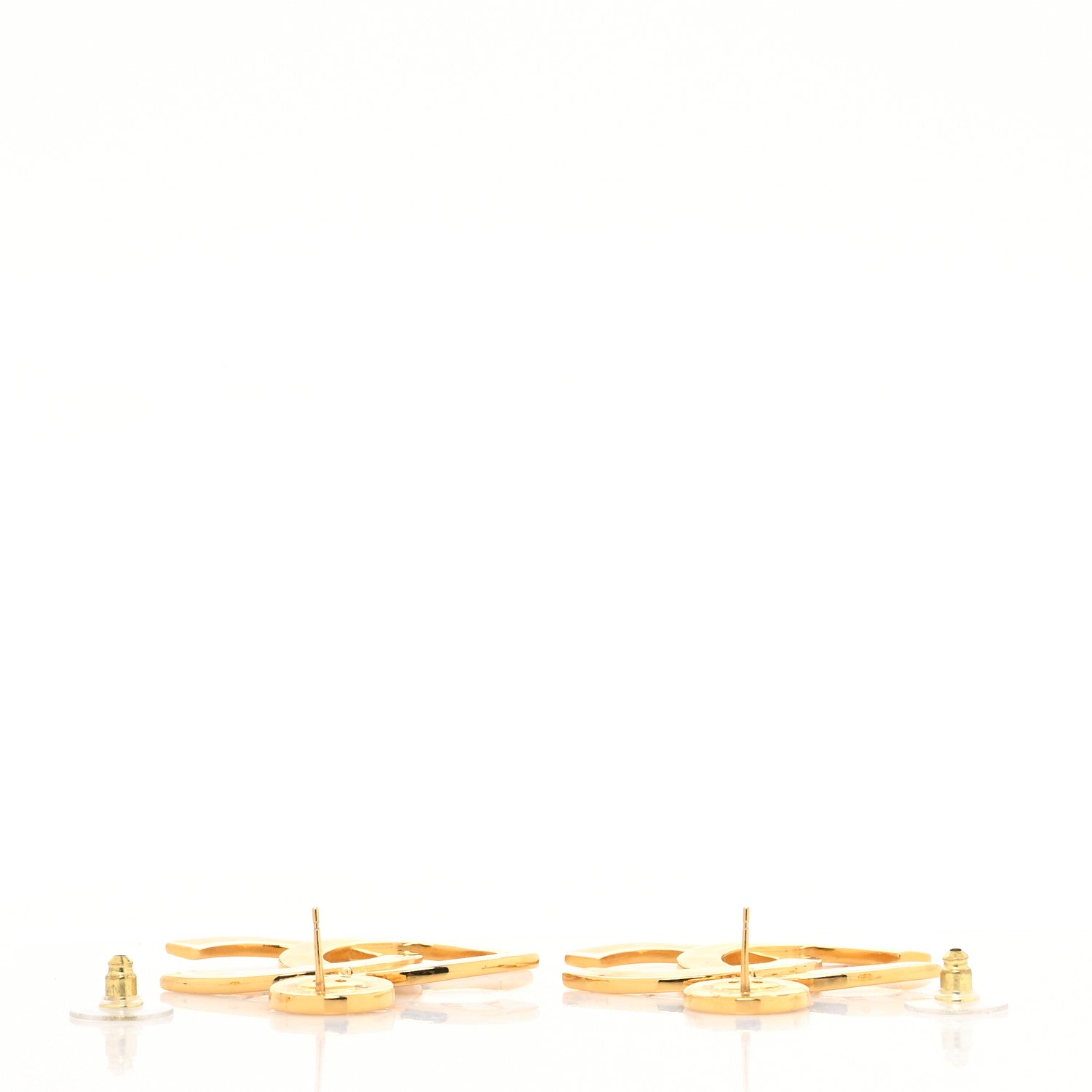 Chanel Metal Large Paris Button Earrings Gold 3 of 4