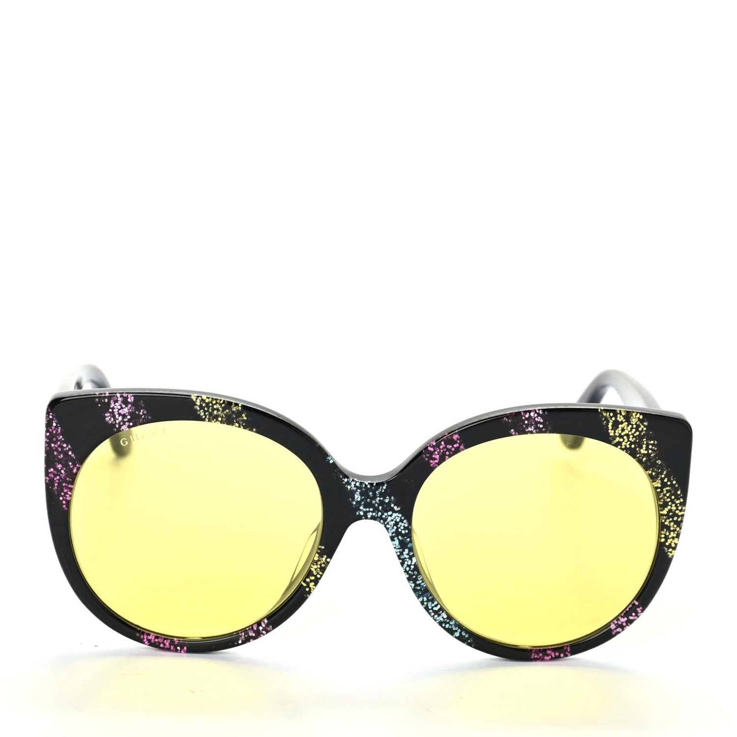 Gucci Glitter Acetate Cat Eye Sunglasses GG0325SA Black Yellow 2 of 8