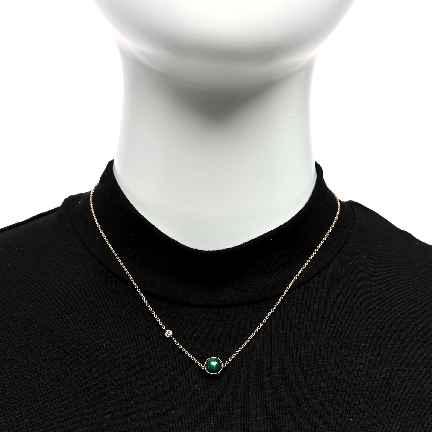 18K Rose Gold Diamond Malachite Possession Pendant Necklace