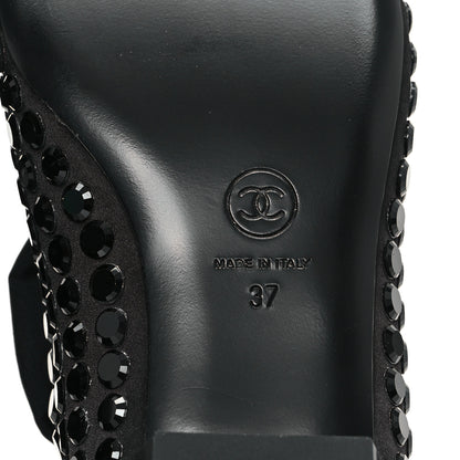 Chanel Satin Strass Bow Mary Jane Flats 37 Black 7 of 11