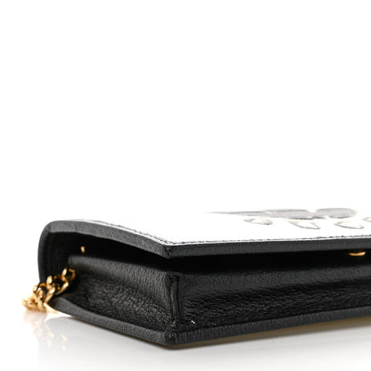 Gucci X ADIDAS Textured Dollar Calfskin Trefoil Embossed Wallet On Chain Off White Black 9 of 11