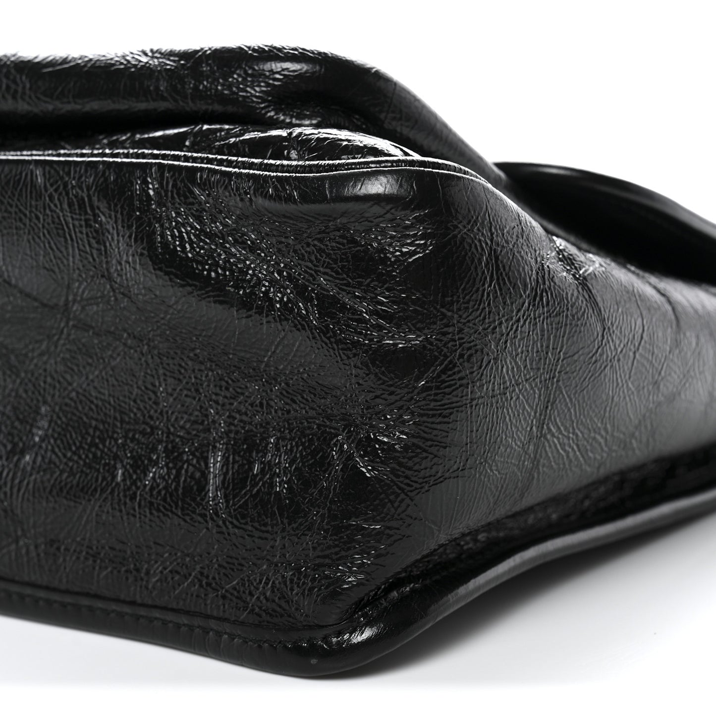 Crinkled Calfskin Matelasse Monogram Medium Niki Chain Satchel Black