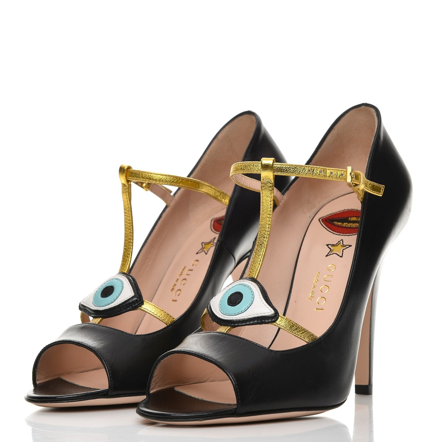 Nappa Lip Applique Pumps 38.5 Black