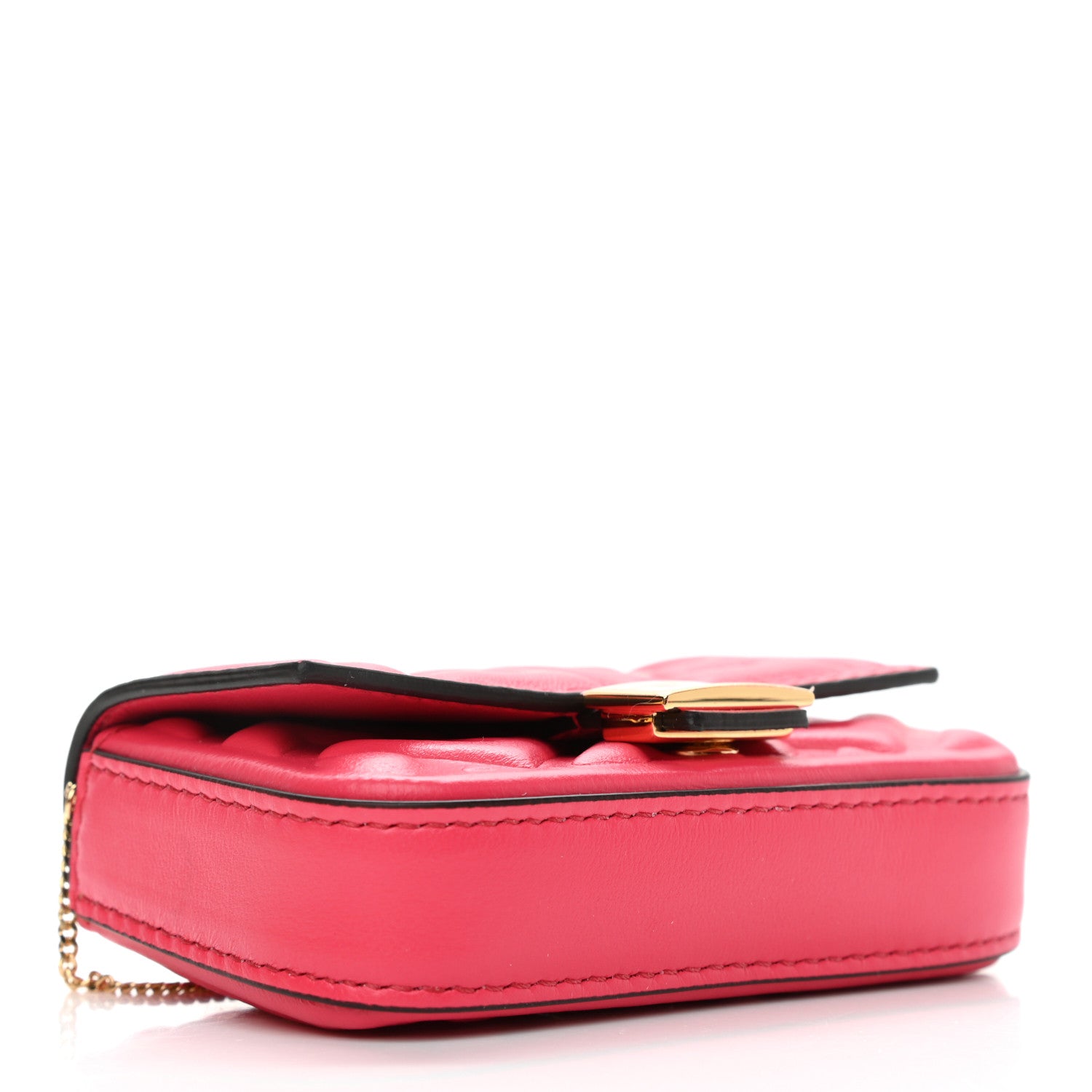 Fendi Nappa Matisse FF Embossed Nano Baguette Charm Lampone 4 of 11