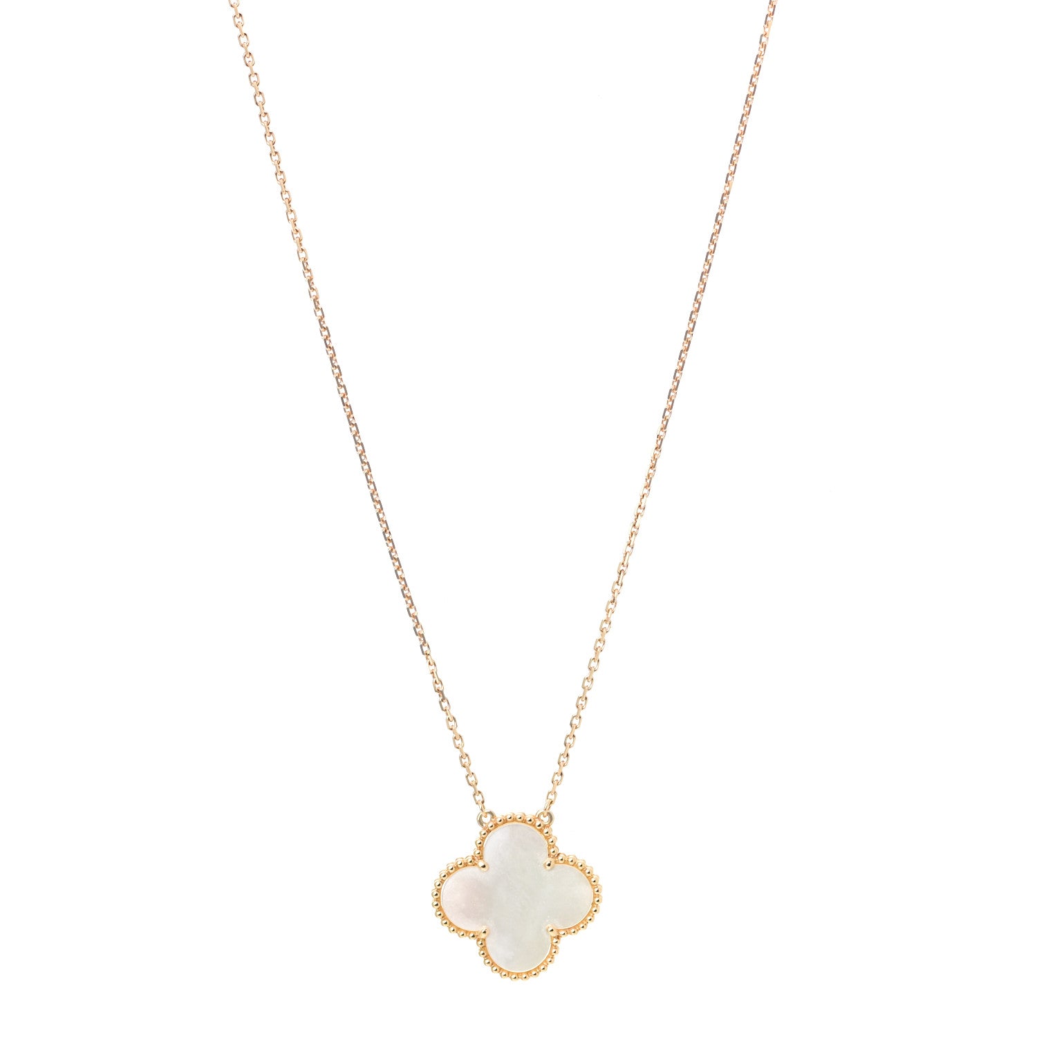 Van Cleef & Arpels 18K Rose Gold Mother of Pearl "Edition Ginza" Magic Alhambra Pendant Necklace 1 of 6