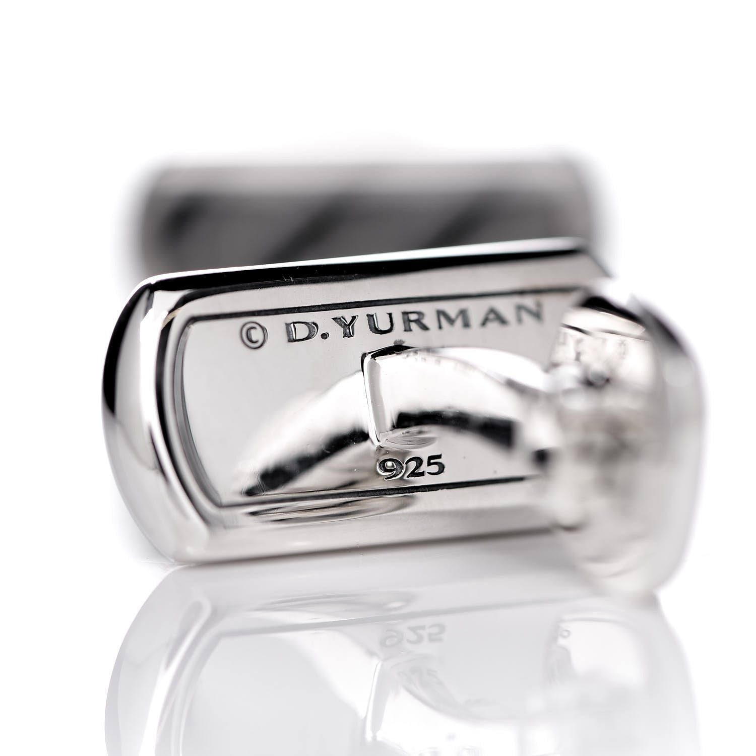 David Yurman Sterling Silver Black Diamond Graphic Cable Cufflinks 5 of 5