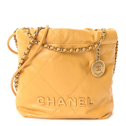 Chanel Shiny Calfskin Quilted Mini Chanel 22 Yellow 1 of 10
