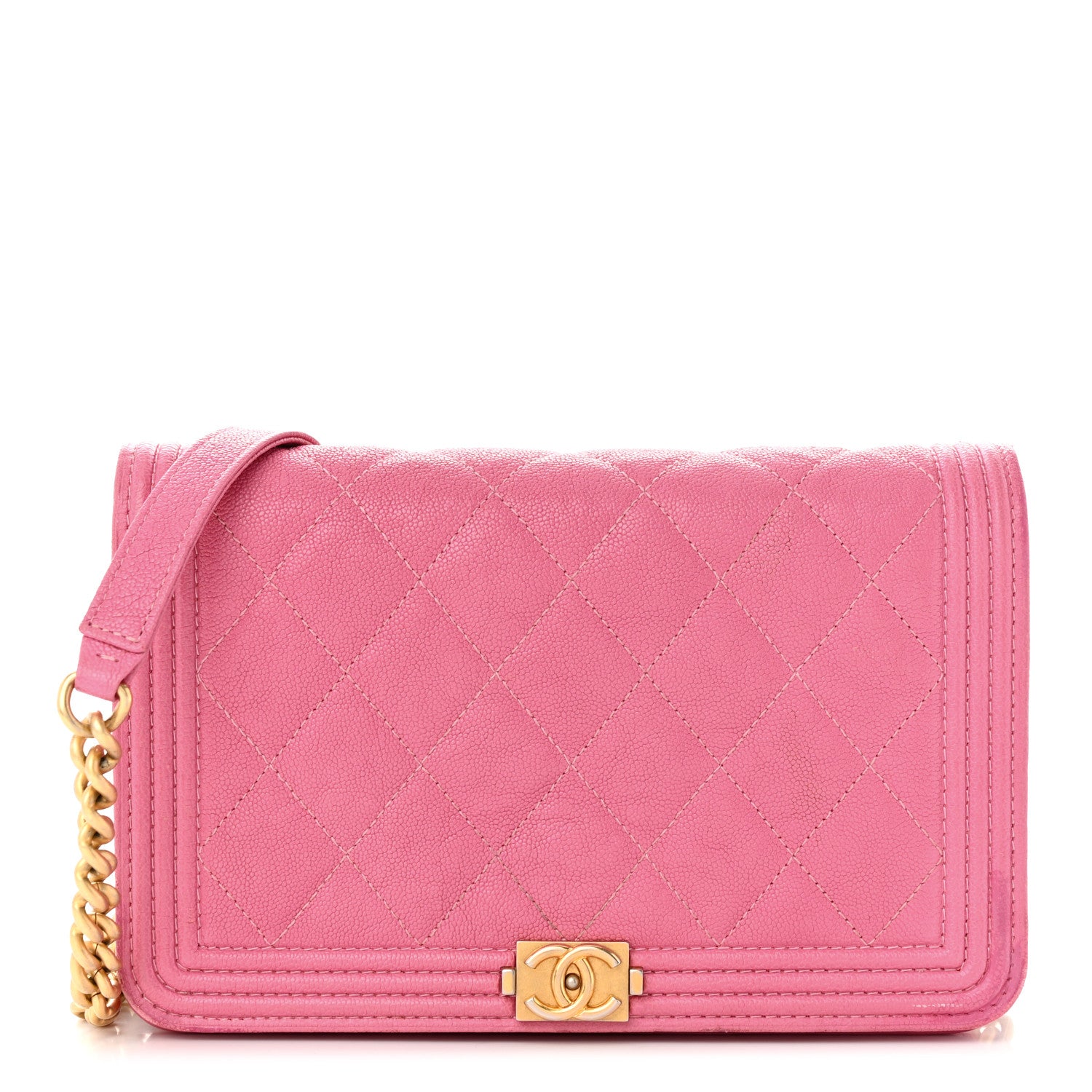 Chanel Caviar Quilted Boy Wallet On Chain WOC Pink 1 of 14