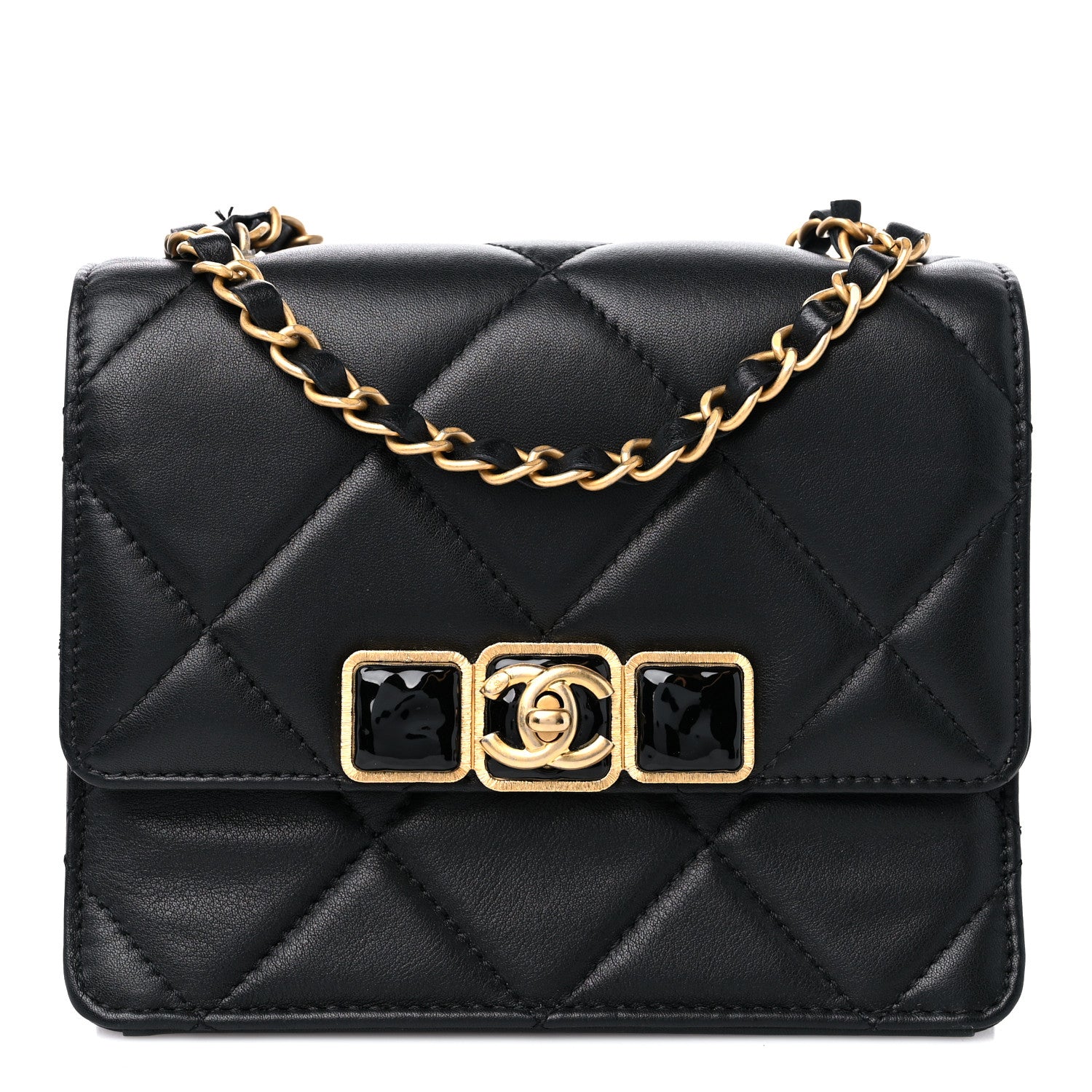 Chanel Calfskin Resin Quilted Mini Flap Black 1 of 12