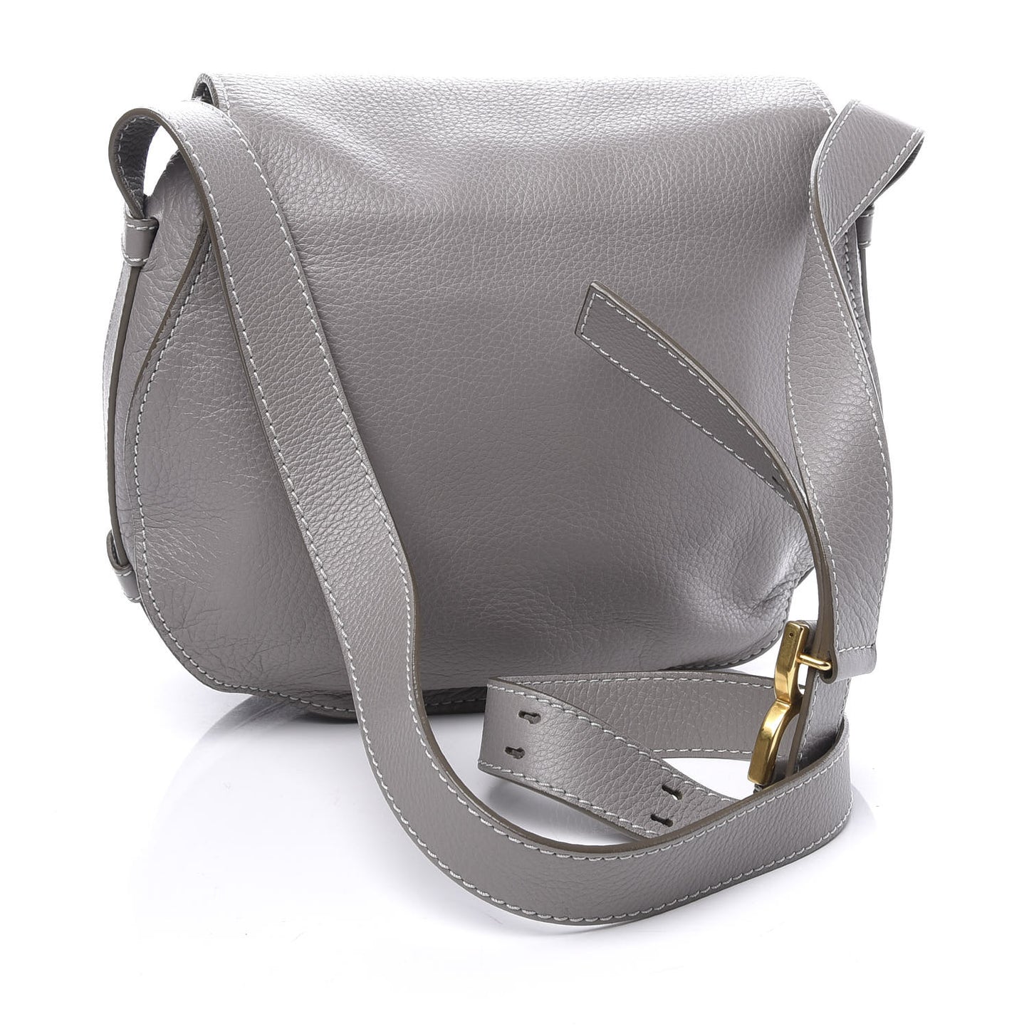 Calfskin Medium Marcie Round Crossbody Bag Cashmere Grey