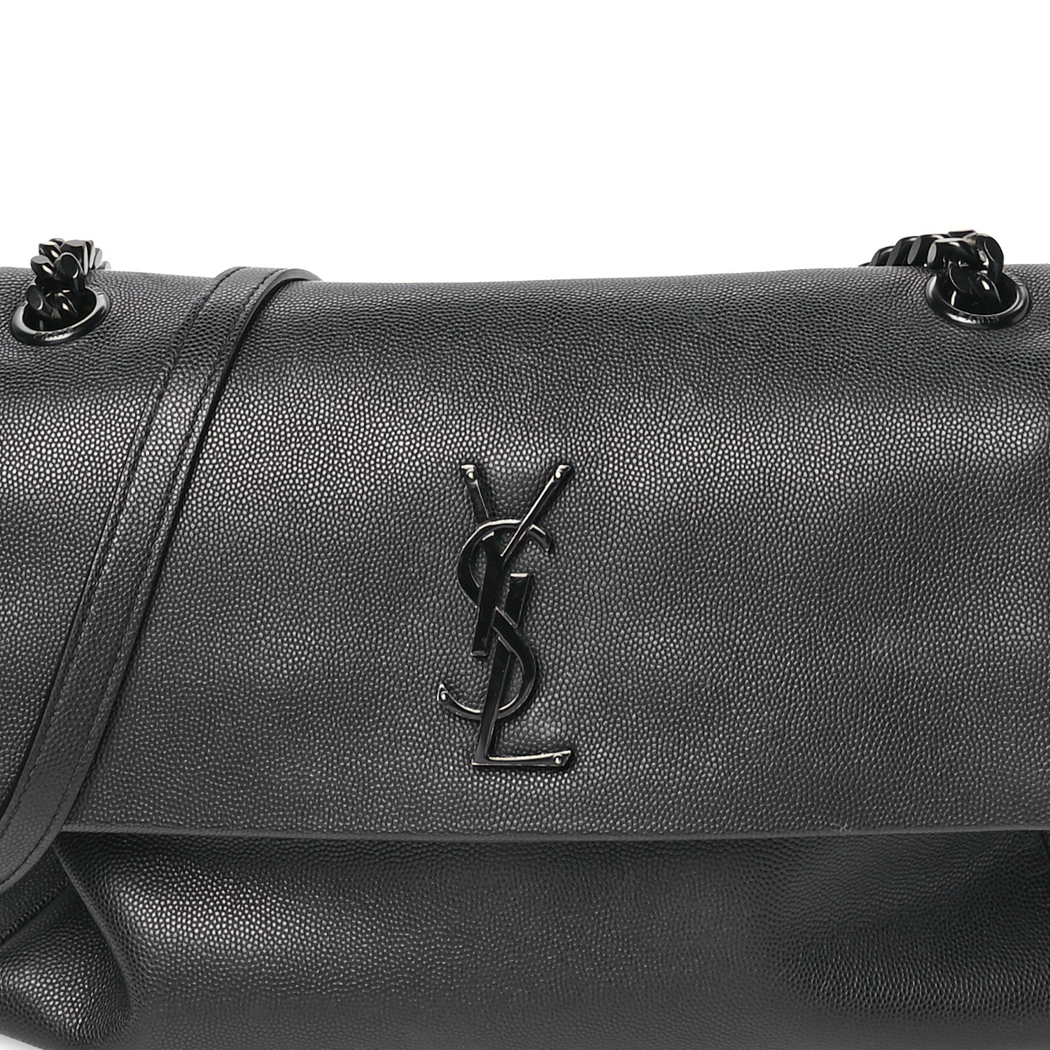 Saint Laurent Grain De Poudre Medium West Hollywood Monogram Fold-Over Black 9 of 12