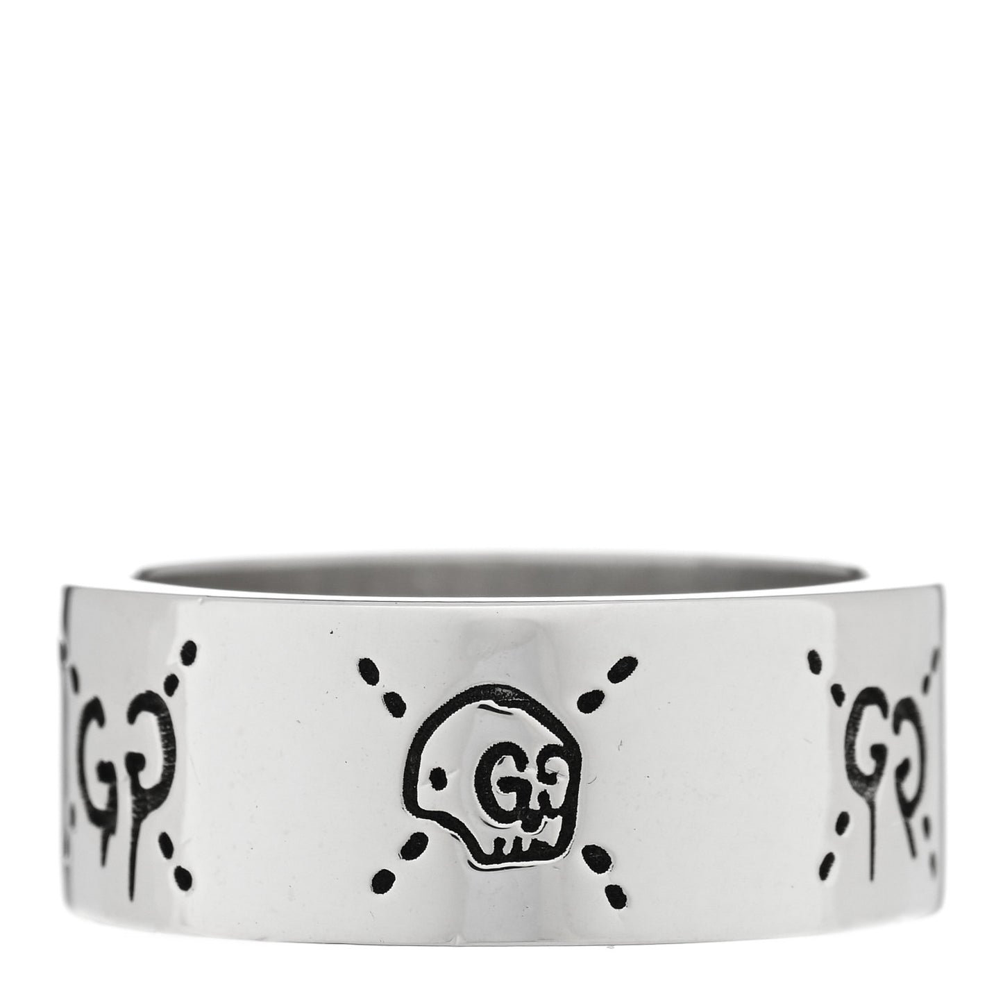 Sterling Silver GucciGhost Hamlet Skull Band Ring 61 9.5