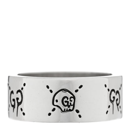 Gucci Sterling Silver GucciGhost Hamlet Skull Band Ring 61 9.5 1 of 5
