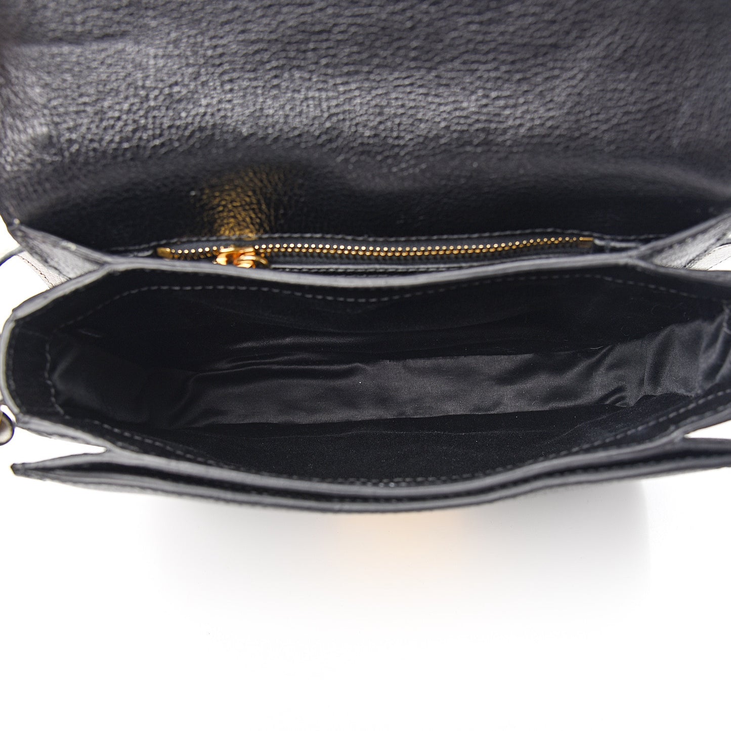 Goatskin Madras Shoulder Bag Black White