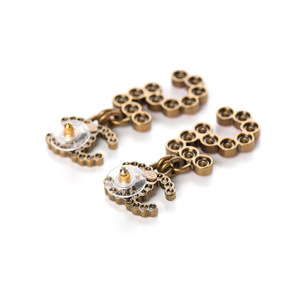 Chanel Crystal City of Light CC Drop Earrings Pink Red Gold 3 of 5