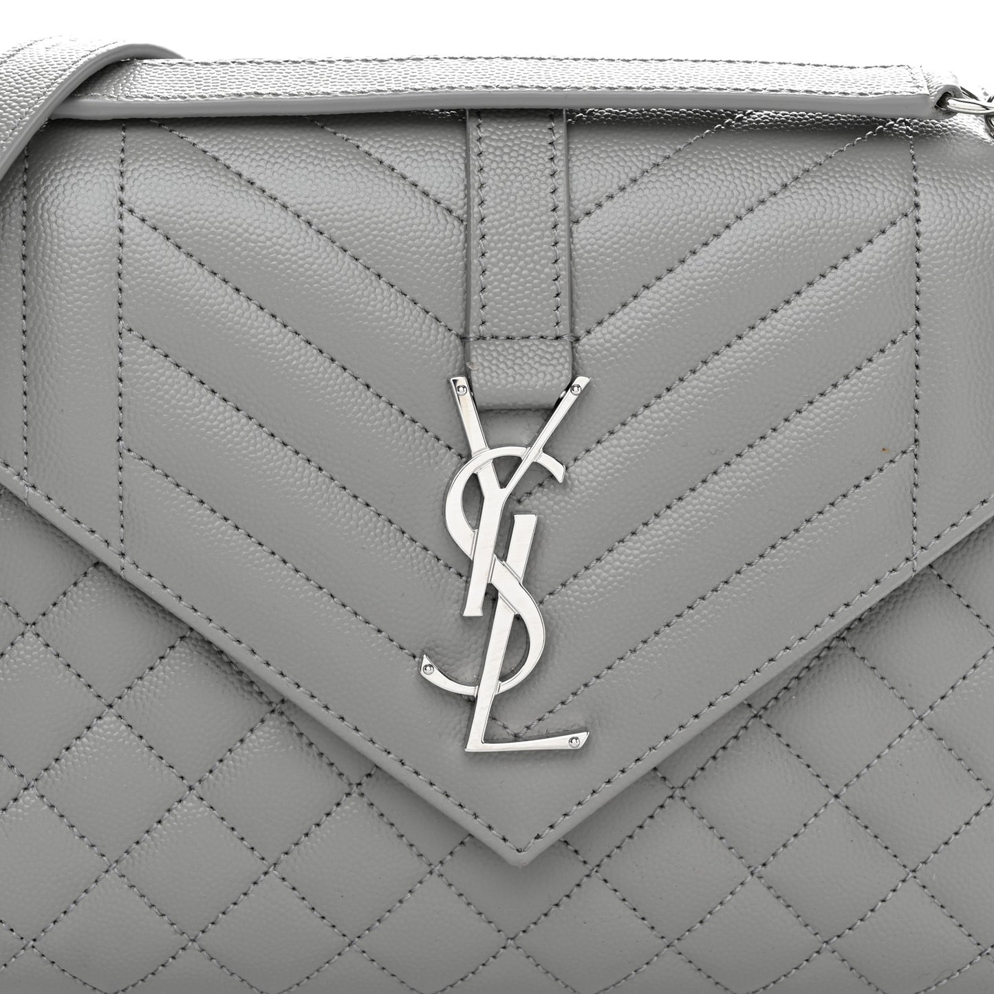 Grain De Poudre Textured Mixed Matelasse Medium Triquilt Monogram Satchel New Stone
