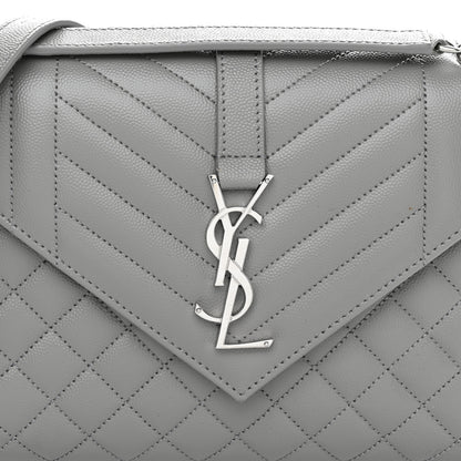 Saint Laurent Grain De Poudre Textured Mixed Matelasse Medium Triquilt Monogram Satchel New Stone 7 of 9