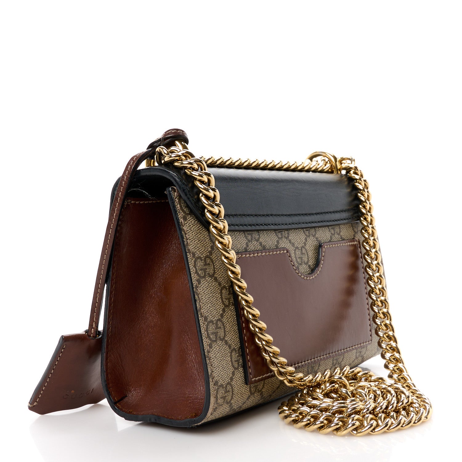 Gucci GG Supreme Monogram Calfskin Small Padlock Shoulder Bag Beige Black Cuir 3 of 16