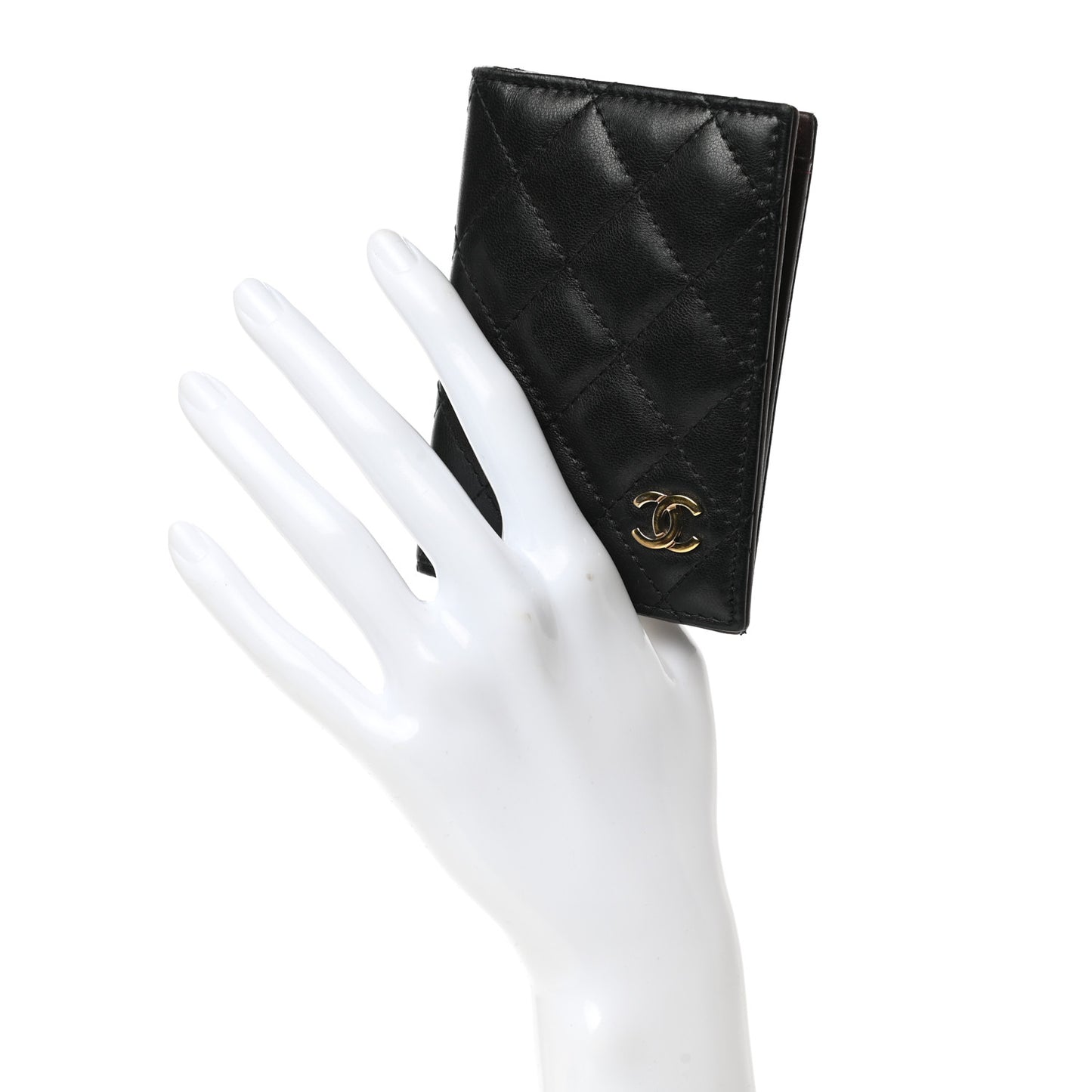 Lambskin Quilted Card Holder Wallet Black