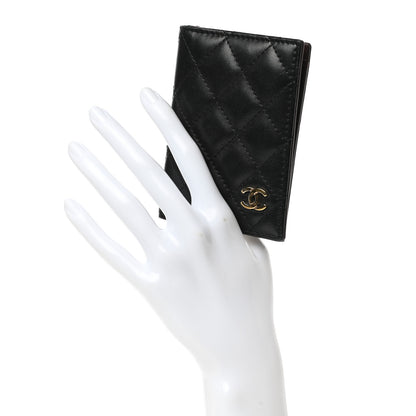 Chanel Lambskin Quilted Card Holder Wallet Black 2 of 14