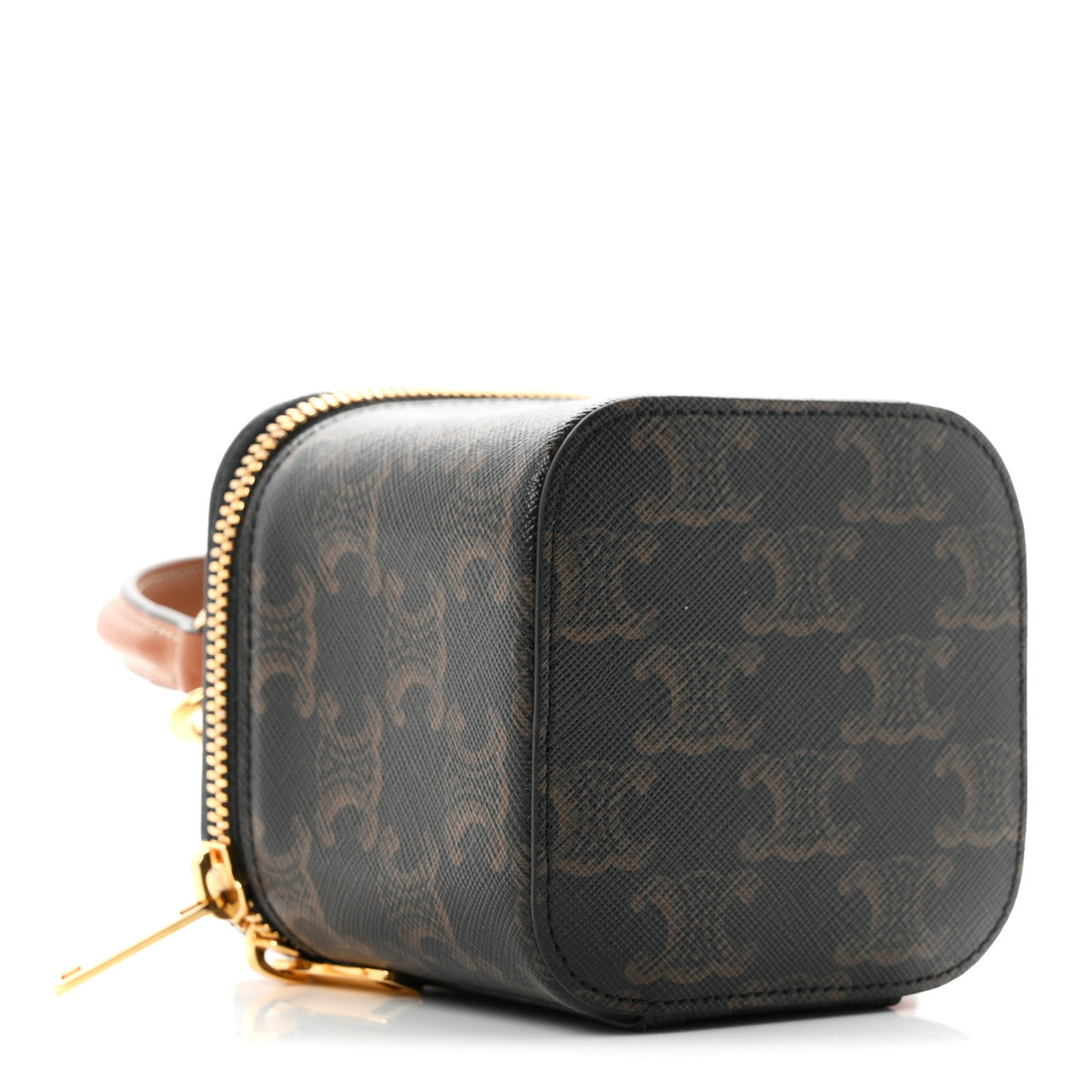 Celine Triomphe Canvas Calfskin Mini Vanity Case Tan 4 of 11