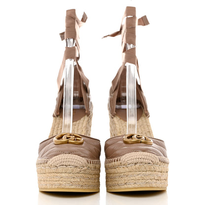 Gucci Nappa Matelasse GG Marmont Ankle Wrap Platform 35/120mm Espadrille Wedges 37 Porcelain Rose 2 of 10
