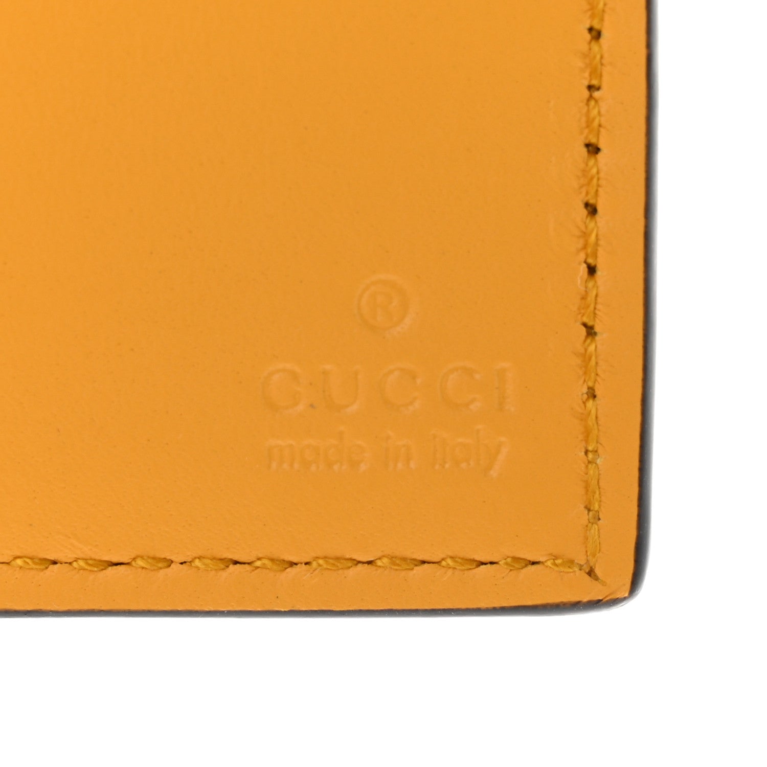 Gucci Calfskin Embossed Tiger Bi-Fold Wallet Yellow 6 of 13