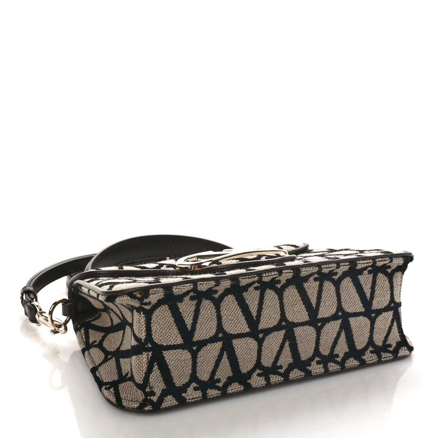 Toile Iconographe Goatskin VLogo Small Loco Top Handle Bag Naturale Black Fondant