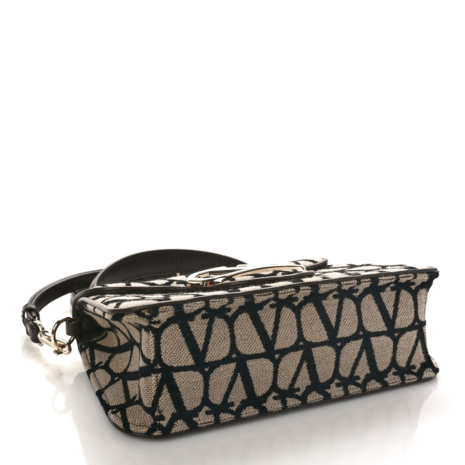 Valentino Garavani Toile Iconographe Goatskin VLogo Small Loco Top Handle Bag Naturale Black Fondant 4 of 7
